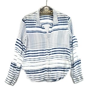 Cloth & Stone Blue Tye Dye Button Up High Low Top